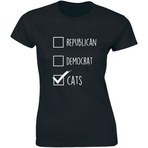 Half It Tops - Republican Democrat Cats Political Pet Tee T-shirt Half It Tops - Republican Democrat Cats Political Pet Tee T-shirt
